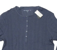 John Varvatos Star USA Men’s Midnight Navy Textured Long Sleeve Henley Shirt