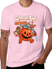 Men’s Halloween Ghoul Aid Pumpkin Graphic T-Shirt – 100% Cotton Short Sleeve Cre
