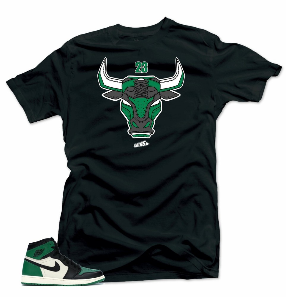 Shirt to Match Jordan Retro 1 Pine Green 2020- Snelos Bull Black