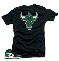 Shirt to Match Jordan Retro 1 Pine Green 2020- Snelos Bull Black