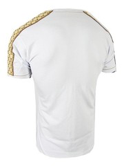 Mens T-Shirt Bucheli Italian Shoulder Stripe 3-D Chest Logo Slim Fit Crew Neck