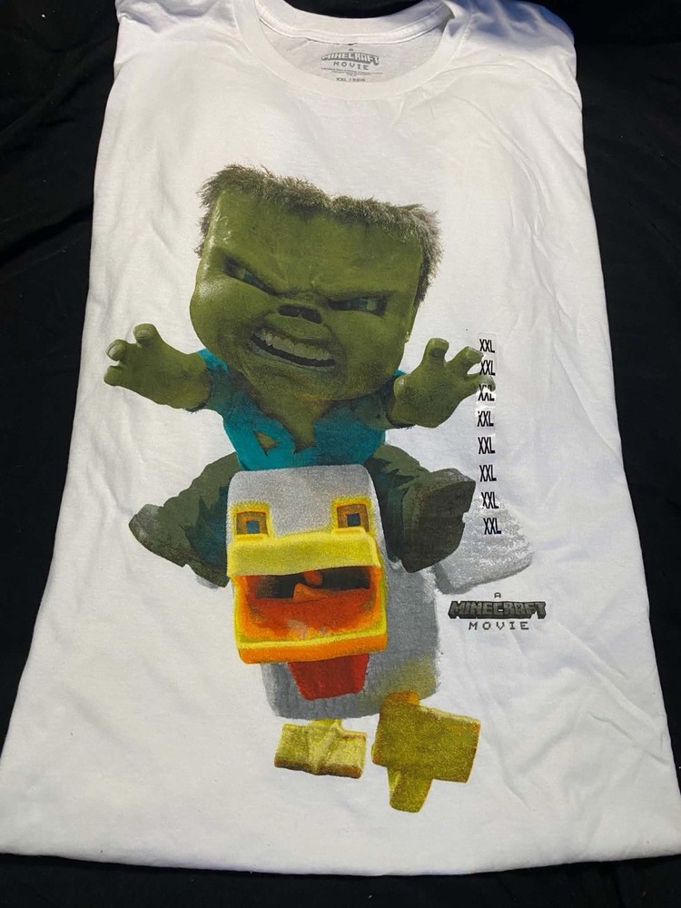 Minecraft Movie T-Shirt Men’s Chicken Jockey Short Sleeve Tee XL