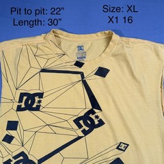 DC Geometric Logo Sleeveless Muscle T-Shirt Top Yellow XL
