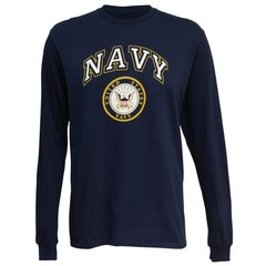 U.S. Navy Emblem Men’s Graphic Print Long Sleeve T-Shirt in Navy, XL