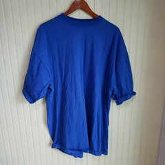 Elegant Shirt Mens 4XL Blue Super Heavy Cotton Big Tall Basic Tee Crewneck