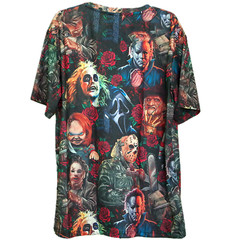 Horror Movie Character T-shirt XXL Freddie Jason Chucky Beetlejuice 48″ Chest