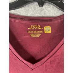 Polo Ralph Lauren Mens XXL Burgundy V-Neck Short Sleeve T-Shirt Maroon Pony Logo