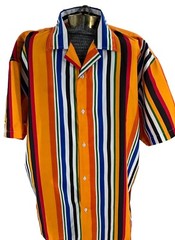 Weiv Of Los Angeles Brilliant Colored Stripe Short Sleeve Button Shirt Mens 2XL