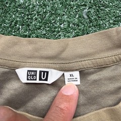 Uniqlo Airism T Shirt Mens Size XL Brown Short Sleeve Boxy Fit Casual