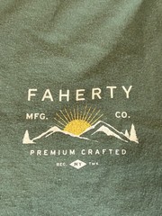 Faherty Shirt Mens Medium Green Long Sleeve Graphic Outdoor Boho Surf Beach