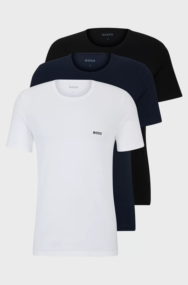 Hugo Boss Men’s Regular Fit Pure Cotton Classic Crew Neck T-Shirt/Top 3-pack