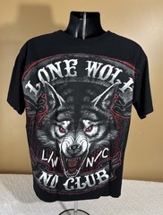 Hot Leathers Lone Wolf No Club Biker 2 Sided Shirt Men’s Size L