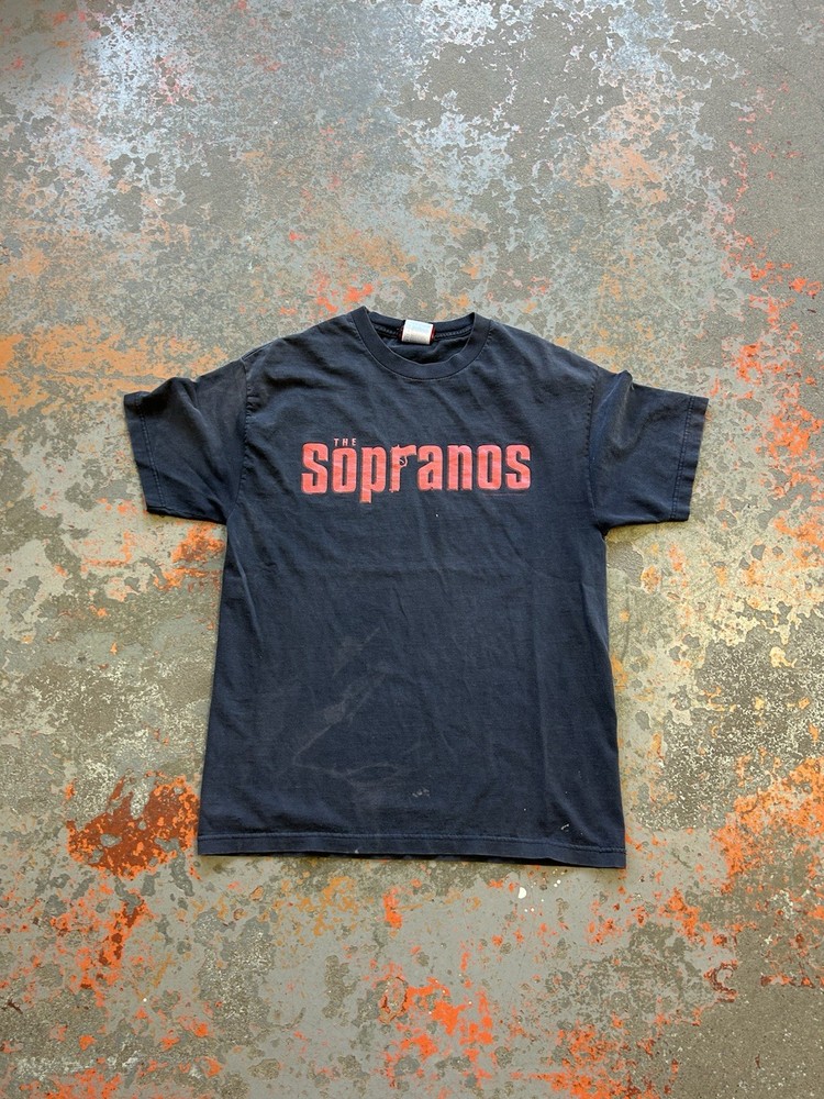 Vintage The Sopranos T Shirt HBO TV promo Tony Mob Mafia Faded Sz. L