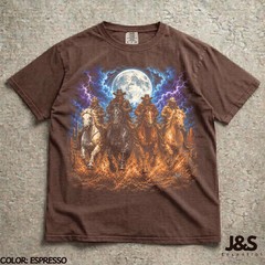 Cowboy Horse Vintage Graphic Comfort Tee Western Rodeo Animal Soft Casual