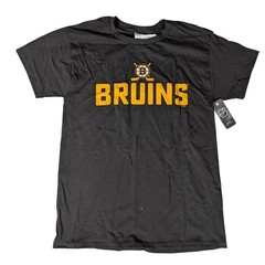 NHL Boston Bruins Mens Black Graphic T-Shirt Spoked B Logo New With Tags