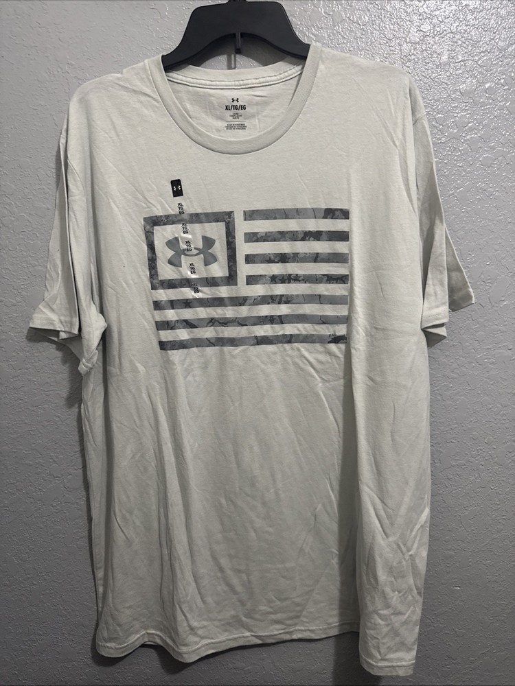 Under Armour 1382969 UA Men’s Freedom Flag Printed Cotton Halo Gray T-Shirt XL