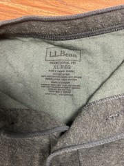 L.L.Bean Two Layer Henley Shirt Mens XL Regular Green Wool Blend Base Layer