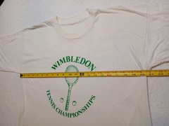 Vtg Wimbledon Tennis Championships T Shirt White Green Racket Large 21.5×28.5