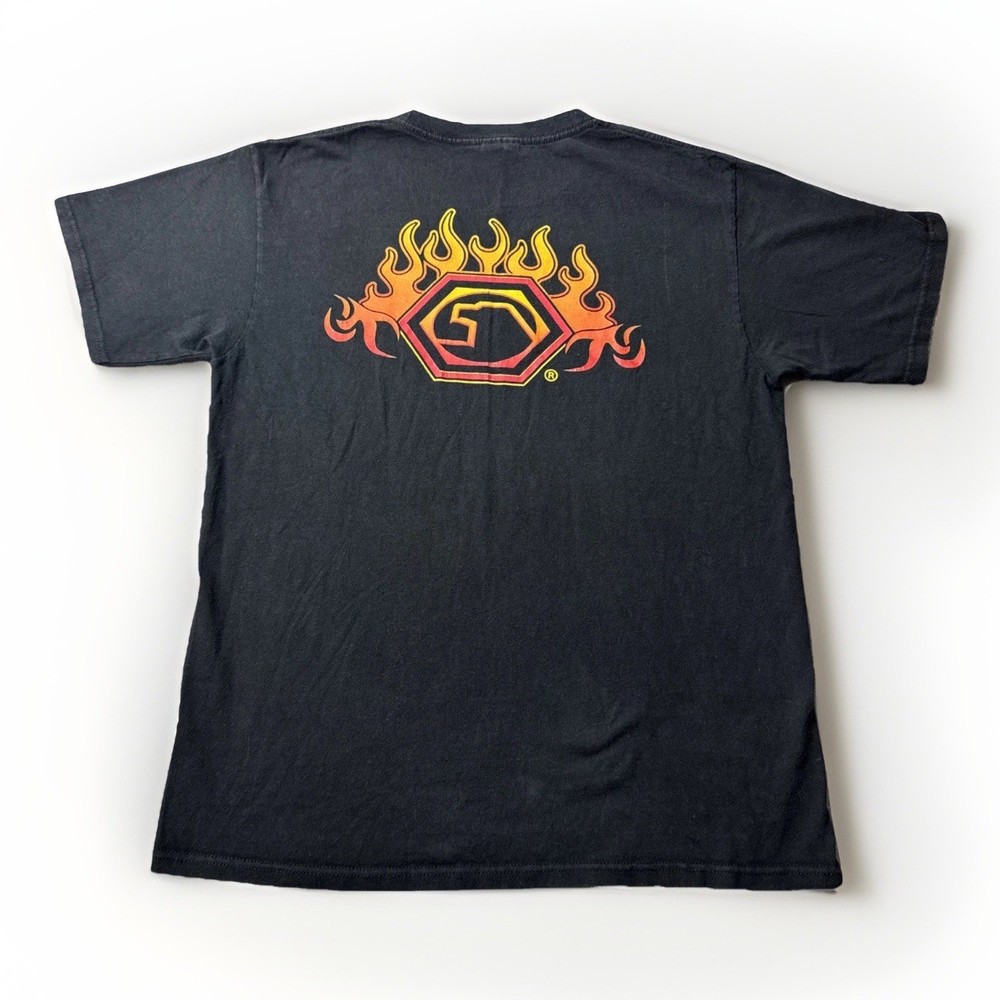 Y2K Matco Flames Logo Distressed Graphic Work Wear Short Sleeve T Shirt Size Med