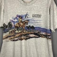 VTG 90s San Segal California Redwoods Native American Horse Nature T-shirt L USA