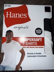 Hanes Originals ~ Men’s 3-Pack Crew Neck T-Shirts Stretch Bamboo Blend ~ XL