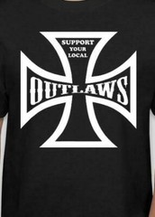 2 Sided Support your local Outlaws Biker Motorcycle MC tee t shirt tee outlaw