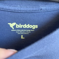 Birddogs Shirt Mens Large Blue Long Sleeve Pocket Logo Cotton Blend Crewneck