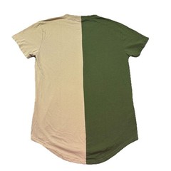 KRISP NYC T-Shirt Green Tan Split Asymmetrical Hem with Zippers Men’s Size XL
