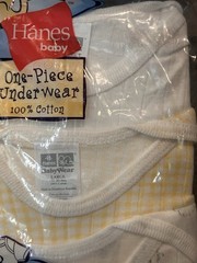 Vintage Hanes Baby One-piece Underwear L 21-23 Lbs Yellow Gingham Year 2000 Y2K