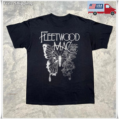 Fleetwood Mac Butterfly Logo Heavy Cotton Black Unisex T-shirt Size S-5XL