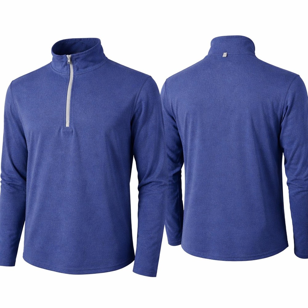 Blue Quarter Zip Pullover Top Mens M Medium Stretch Sports Casual 22” P2P