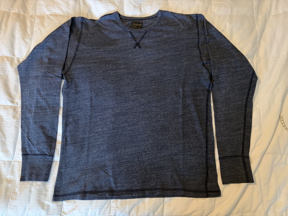 National Athletic Goods Long Sleeve Shirt Mens L (42) V Gusset Blue Heather