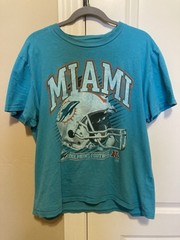 Miami Dolphins T Shirt Mens Medium Aqua NFL Football Helmet Team Apparel