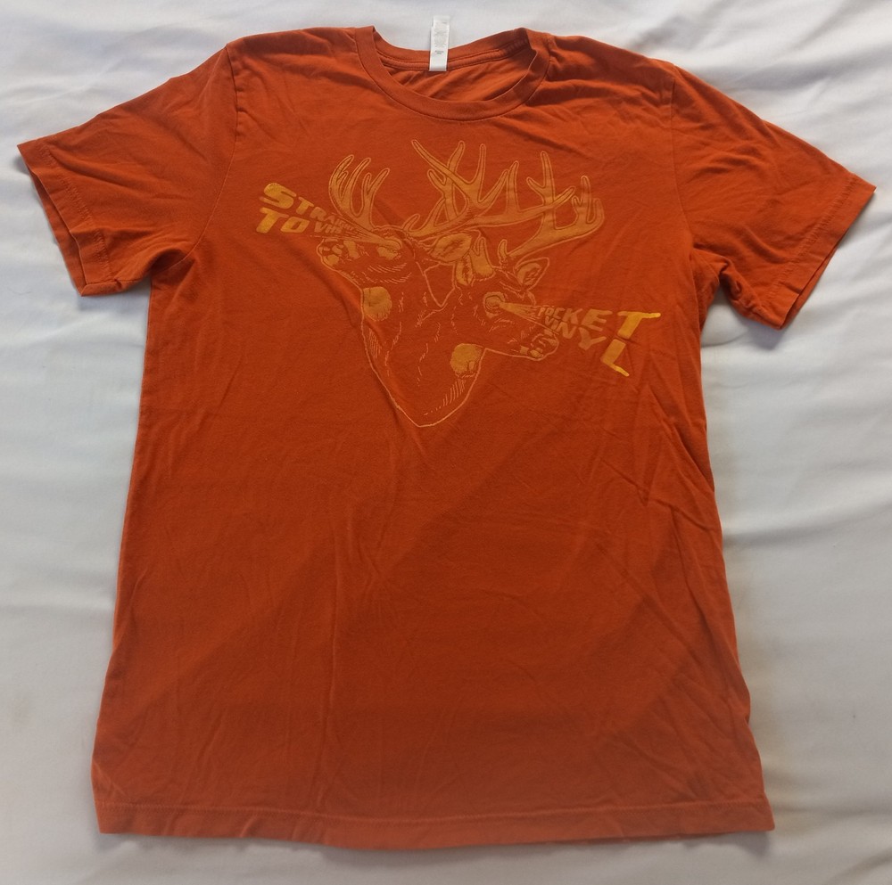 Straight To VHS / Pocket Vinyl Tour Shirt Collab Orange Adult SZ L -CT Punk Rock