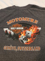 Harley Davidson Geneve Switzerland Flame Dice Short Sleeve T-shirt D. Gray – M