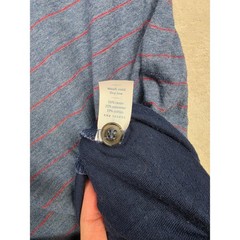 Marine Layer Henley Shirt Mens XL Blue Striped Long Sleeve Raw Hem Cotton Blend