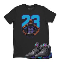 Shirt To Match AJ 8 Aqua 2025 MJ Back 23 T-Shirt, BLACK/WHITE