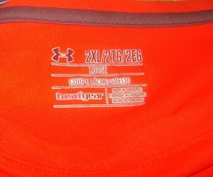 Under Armour Heat Gear Men 2XL Bright Orange Short Sleeve T-Shirt Logo Tee