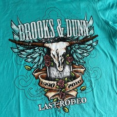 Brooks & Dunn Last Rodeo Tour Graphic T-Shirt Teal Green Bella XXL Mens Womens
