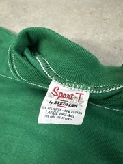 Vintage Sport-T By Stedman Shirt Mens Large Green Contrast Stitch Made USA 50/50