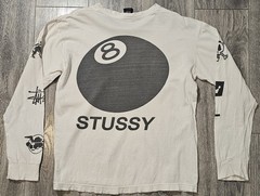 Vintage 90s Stussy Crown 8 Ball Graphic Long Sleeve T-Shirt White/Black Men’s M