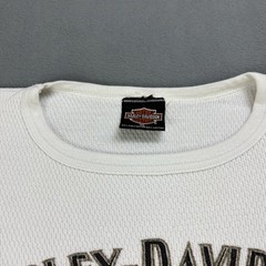 Vintage 90s Harley Davidson Thermal Long Sleeve Shirt XL White (Fits Smaller)