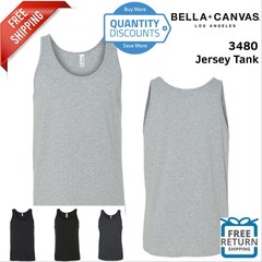 BELLA + CANVAS Unisex Jersey Tank Top Blank Sleeveless Shirt 3480 Up To 2XL