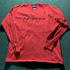 Friends TV Show NBC Experience Store Shirt LARGE Red Embroidery VTG Long Sleeve