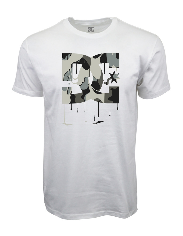 DC SHOES STAR CAMO DRIP LOGO WHITE SS T SHIRT