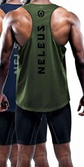 NELEUS ‘Dry Fit Logo Muscle’ Mesh Tank Top Mens S Gym Workout Exercise Olive NEW
