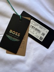 BOSS X ASTON MARTIN MERCERISED-COTTON T-SHIRT WITH WING DETAIL Classic white cre