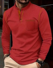 Mens Long Sleeved High-Grade T-shirts Standing Collar Formal Occasions Shirt Top
