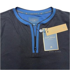 NWT Marc Asher Men’s Shirt Small Black Blue Short Sleeve Zipper