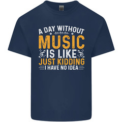 A Day Without Music Tekno Hip Hop Metal Mens Cotton T-Shirt Tee Top
